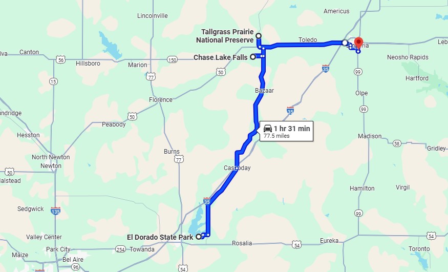 South Central Budget Trip Route